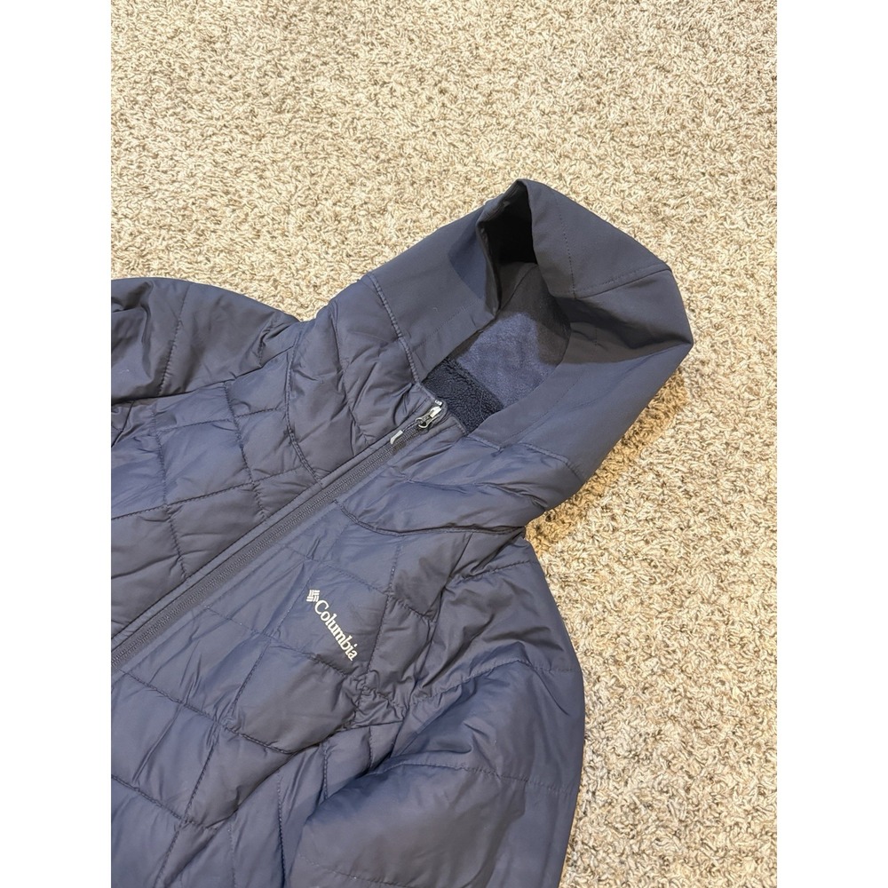 Columbia Heavenly Long Hooded Jacket Womens Med Navy Blue Omni Heat Puffer Coat - Picture 3 of 7
